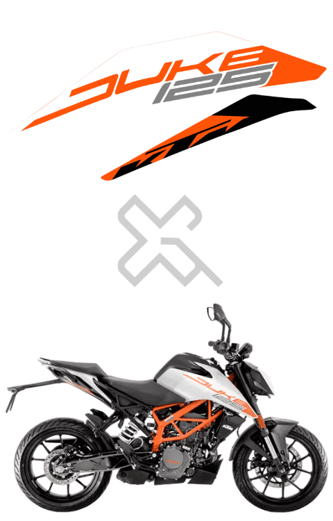 Half Body Sticker Compatible with Duke 125 BS6 | Made in Premium Gloss Vinyl with FPF (Fade Protection Film), Precut Sticker, Waterproof, Pack of 1